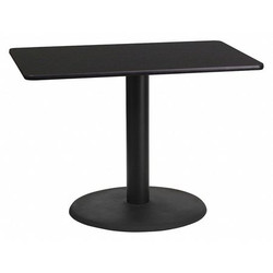 Flash Furniture Blk Laminate Table Top,Rnd Base,24"x42" XU-BLKTB-2442-TR24-GG