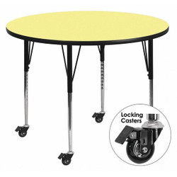 Flash Furniture Activity Table,Round,Yellow,48" XU-A48-RND-YEL-T-A-CAS-GG