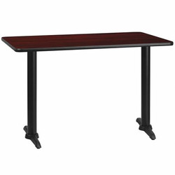 Flash Furniture Mahogany Laminate Table,T,Base,30"x48" XU-MAHTB-3048-T0522-GG