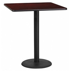 Flash Furniture Mahogany Laminate Table,Rnd Base,Sqr,36" XU-MAHTB-3636-TR24B-GG