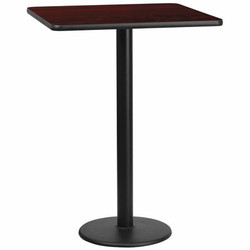 Flash Furniture Mahogany Laminate Table,Rnd Base,Sqr,30" XU-MAHTB-3030-TR18B-GG