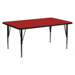 Flash Furniture Activity Table,Rectangle,Red,30"x72" XU-A3072-REC-RED-T-P-GG