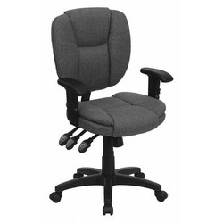 Flash Furniture Gray Mid-Back Task Fab Chair GO-930F-GY-ARMS-GG
