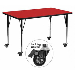 Flash Furniture Activity Table,Rect,Red,24"x60" XU-A2460-REC-RED-H-A-CAS-GG