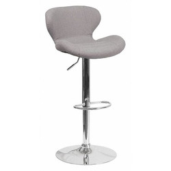 Flash Furniture Gray Fabric Barstool,Adj Height CH-321-GYFAB-GG