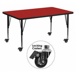 Flash Furniture Activity Table,Rect,Red,30"x60" XU-A3060-REC-RED-T-P-CAS-GG