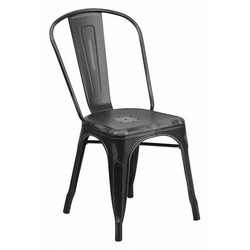 Flash Furniture Distressed Black Metal Chair ET-3534-BK-GG