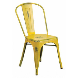 Flash Furniture Distressed Yellow Metal Chair ET-3534-YL-GG