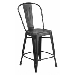 Flash Furniture Distressed Black Metal Stool ET-3534-24-BK-GG