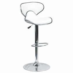 Flash Furniture White Vinyl Barstool,Adj Height DS-815-WH-GG