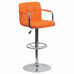 Flash Furniture Orange Quilted Vinyl Barstool,Adj Height CH-102029-ORG-GG
