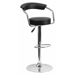 Flash Furniture Black Vinyl Barstool,Adj Height CH-TC3-1060-BK-GG