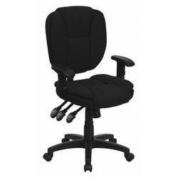 Flash Furniture Black Mid-Back Task Fab Chair GO-930F-BK-ARMS-GG