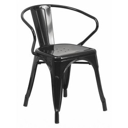 Flash Furniture Black Metal Chair With Arms CH-31270-BK-GG