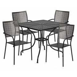 Flash Furniture Black Patio Table Set,35.5SQ CO-35SQ-02CHR4-BK-GG