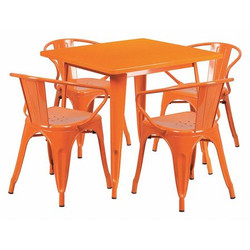Flash Furniture Green Metal Table Set,31.5SQ ET-CT002-4-70-OR-GG