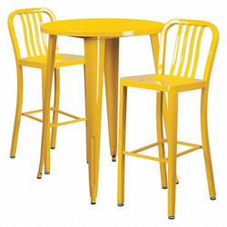 Flash Furniture Yellow Metal Bar Set,30RD CH-51090BH-2-30VRT-YL-GG