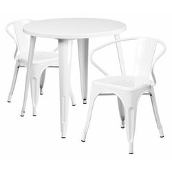 Flash Furniture White Metal Set,30RD CH-51090TH-2-18ARM-WH-GG