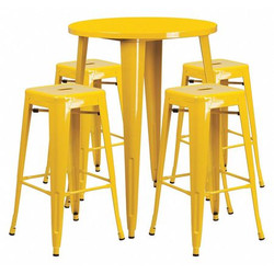 Flash Furniture Yellow Metal Bar Set,30RD CH-51090BH-4-30SQST-YL-GG