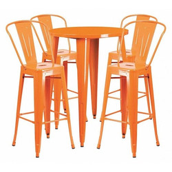 Flash Furniture Orange Metal Bar Set,30RD CH-51090BH-4-30CAFE-OR-GG