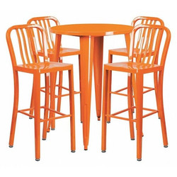 Flash Furniture Orange Metal Bar Set,30RD CH-51090BH-4-30VRT-OR-GG