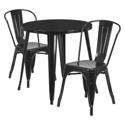 Flash Furniture Black Metal Set,30RD CH-51090TH-2-18CAFE-BK-GG