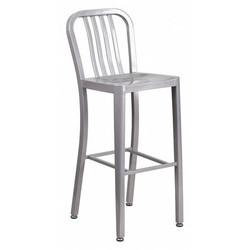Flash Furniture Silver Metal Outdoor Stool,30" CH-61200-30-SIL-GG