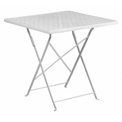 Flash Furniture White Folding Patio Table,28SQ CO-1-WH-GG