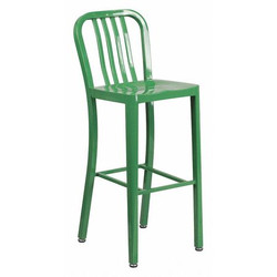 Flash Furniture Green Metal Outdoor Stool,30" CH-61200-30-GN-GG