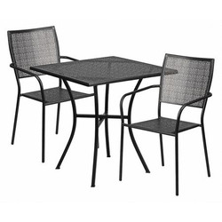 Flash Furniture Black Patio Table Set,28SQ CO-28SQ-02CHR2-BK-GG