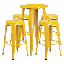 Flash Furniture Yellow Metal Bar Set,24RD CH-51080BH-4-30SQST-YL-GG