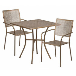 Flash Furniture Gold Patio Table Set,28SQ CO-28SQ-02CHR2-GD-GG