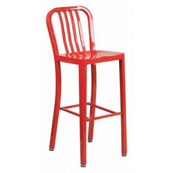 Flash Furniture Red Metal Outdoor Stool,30" CH-61200-30-RED-GG