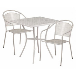 Flash Furniture Gray Patio Table Set,28SQ CO-28SQ-03CHR2-SIL-GG