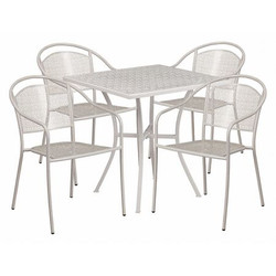 Flash Furniture Gray Patio Table Set,28SQ CO-28SQ-03CHR4-SIL-GG