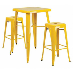 Flash Furniture Yellow Metal Bar Set,23.75SQ CH-31330B-2-30SQ-YL-GG