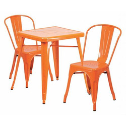 Flash Furniture Orange Metal Table Set,23.75SQ CH-31330-2-30-OR-GG
