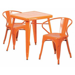 Flash Furniture Orange Metal Table Set,23.75SQ CH-31330-2-70-OR-GG