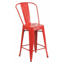 Flash Furniture Red Metal Outdoor Stool,24" CH-31320-24GB-RED-GG