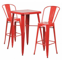 Flash Furniture Red Metal Bar Set,23.75SQ CH-31330B-2-30GB-RED-GG