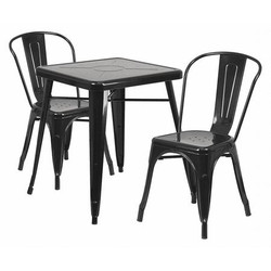 Flash Furniture Black Metal Table Set,23.75SQ CH-31330-2-30-BK-GG
