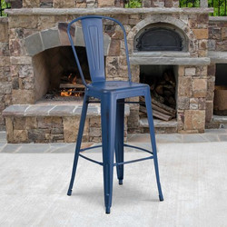 Flash Furniture Distressed Blue Metal Stool,PK4 4-ET-3534-30-AB-GG