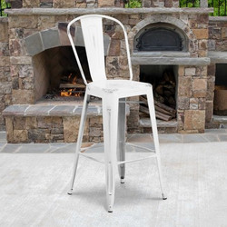 Flash Furniture Distressed White Metal Stool,PK4 4-ET-3534-30-WH-GG