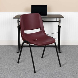 Flash Furniture Burgundy Plastic Stack Chair,PK5 5-RUT-EO1-BY-GG