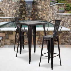 Flash Furniture Black Metal Outdoor Stool,30",PK4 4-CH-31320-30GB-BQ-GG