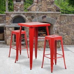 Flash Furniture Red Backless Metal Stool,30",PK4 4-CH-31320-30-RED-GG