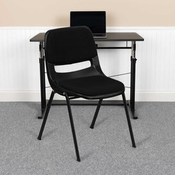 Flash Furniture Black Plastic Pad Stack Chair,PK5 5-RUT-EO1-01-PAD-GG