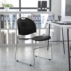 Flash Furniture Black Stack Chair-Chrome Frame,PK5 5-RUT-188-BK-CHR-GG