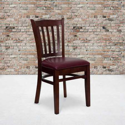 Flash Furniture Mahogany Wood Chair-Burg Vinyl,PK2 2-XU-DGW0008VRT-MAH-BURV-GG