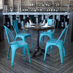 Flash Furniture Crystal Teal-Blue Metal Indoor-Outd,PK4 4-ET-3534-CB-GG